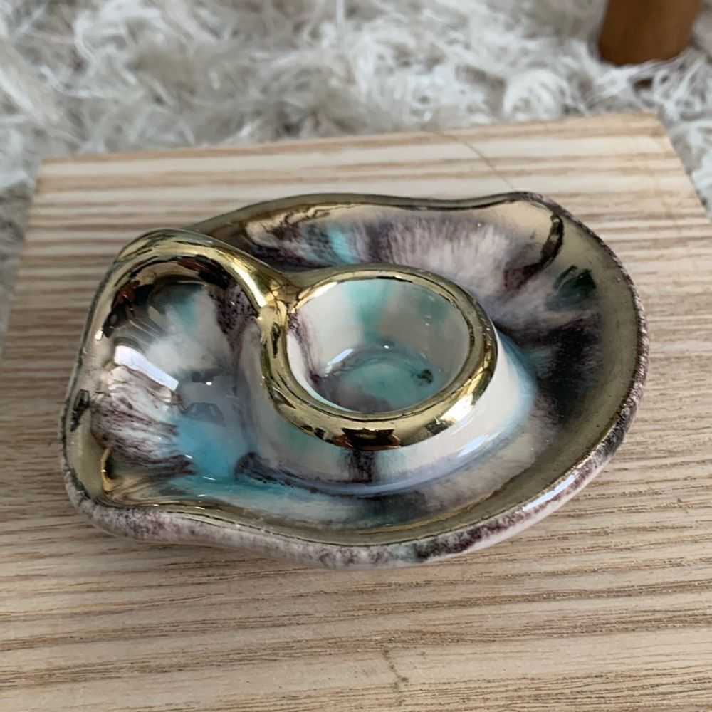Vintage Stoneware Trinket Jewelry Dish